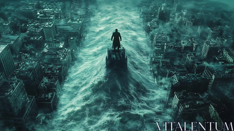 AI ART City Under Water: A Solemn Vigil