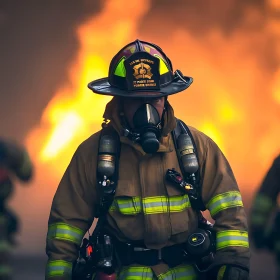 Courageous Firefighter Amidst Fierce Flames