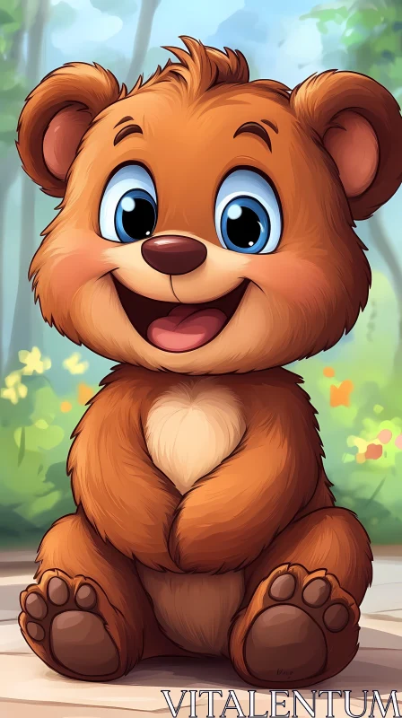 Charming Bear Illustration AI Image