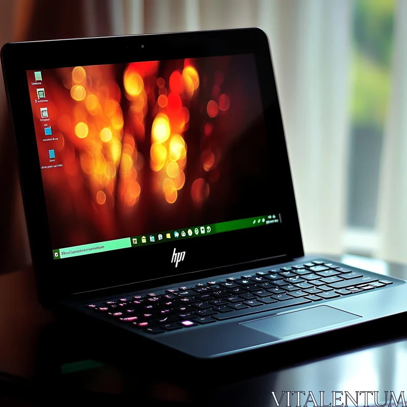 Modern HP Laptop with Abstract Screen AI Image