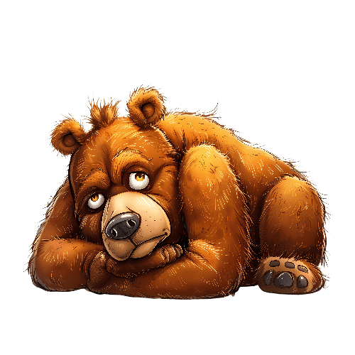 POD Design Peaceful Brown Bear Cartoon Illustration