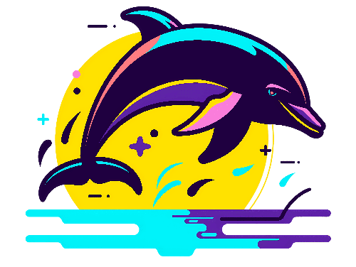 Retro Memphis Style Dolphin Art for T-Shirt Printing POD Design