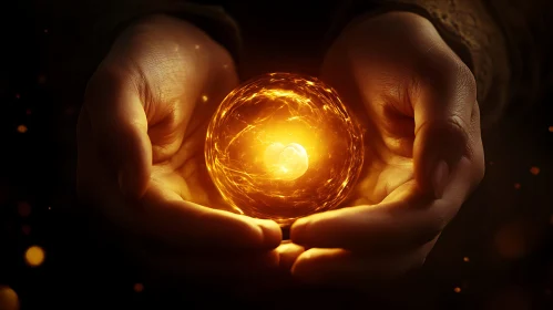 Hands Holding a Luminous Orb