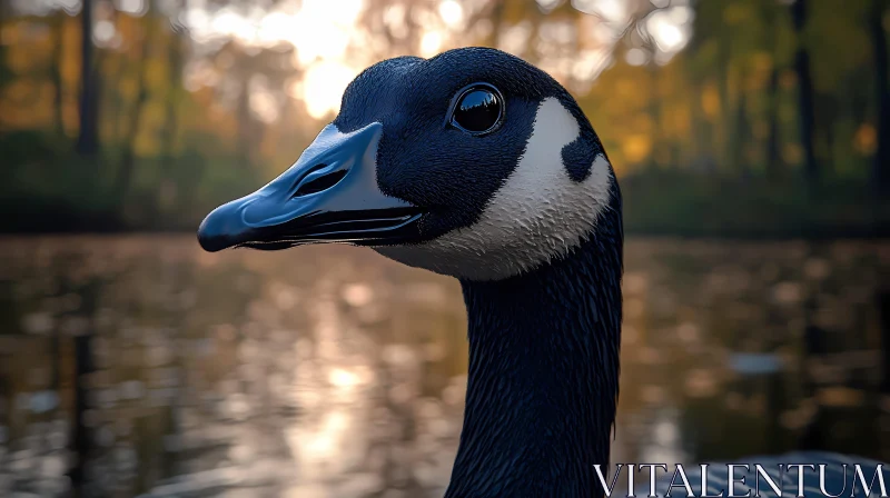 Goose Close-Up at Sunset AI Image