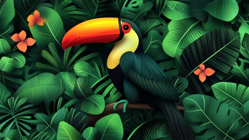 Vibrant Toucan in Lush Greenery