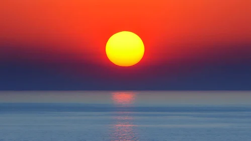 Sunset Seascape with Sun Reflection