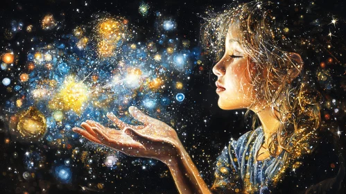 Girl with Galaxy Hands