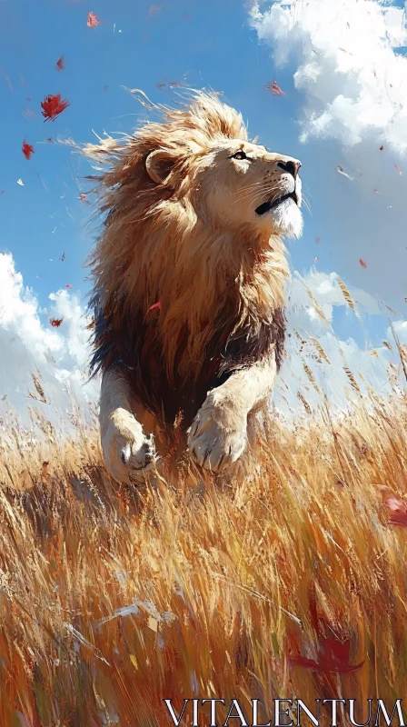 AI ART Regal Lion in the Savannah