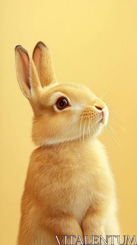 AI ART Lovely Rabbit with Warm Yellow Backdrop