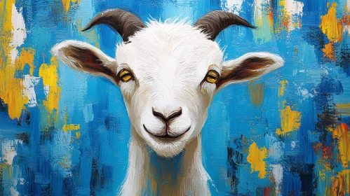 Colorful Expressionist Goat Art