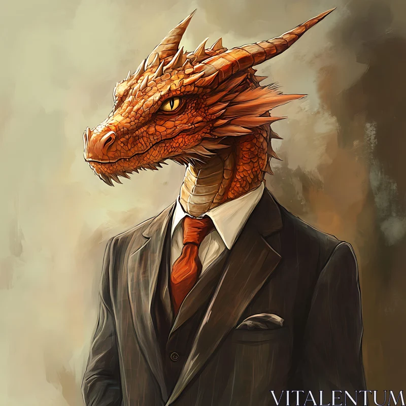 AI ART Dapper Dragon: A Reptile in Business Attire