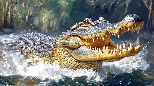 Crocodile Displaying Ferocity