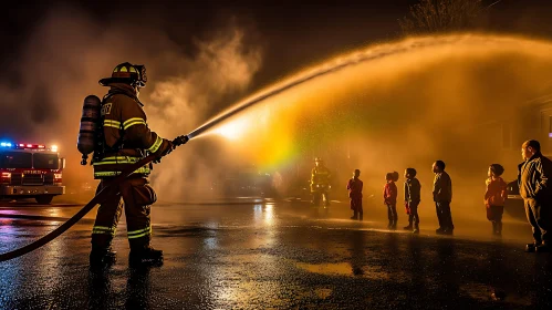 Nighttime Firefighter Training with Kids