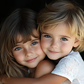 Girls Portrait Hugging