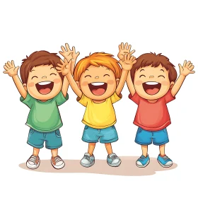 Happy Cartoon Children Illustration