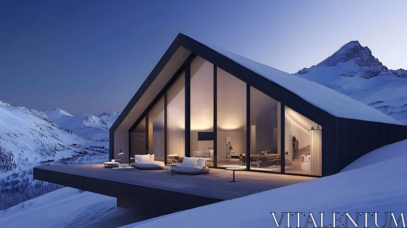 Contemporary Mountain Retreat with Panoramic Views AI Image