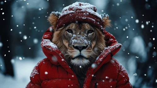 Winter Lion Portrait