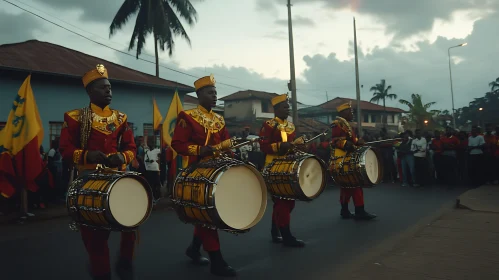 Ornate Drummers in Street Parade