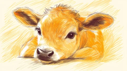 Calf Artwork in Warm Tones