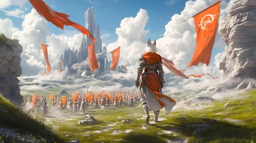 Fantasy Landscape with Warrior and Army