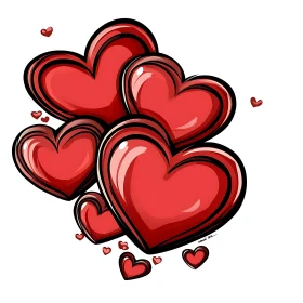 Crimson Hearts on White
