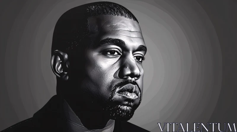 AI ART Kanye West Black and White Portrait