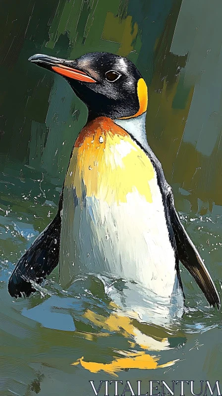 Artistic Penguin Portrait in Water AI Image