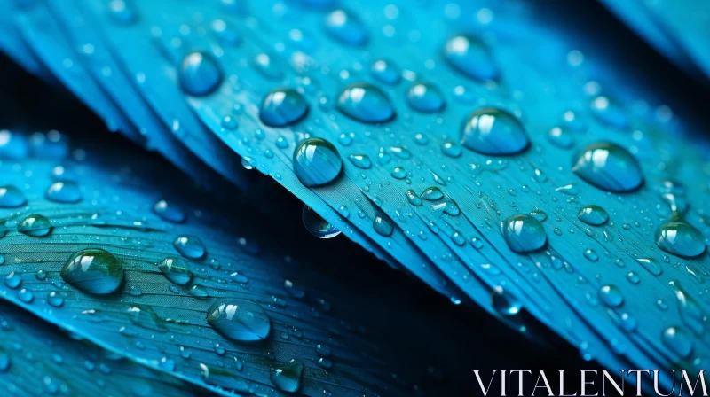 Blue Feather with Water Droplets: Nature's Masterpiece AI Image