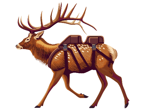 Brown Elk with Large Antlers on a Transparent Background