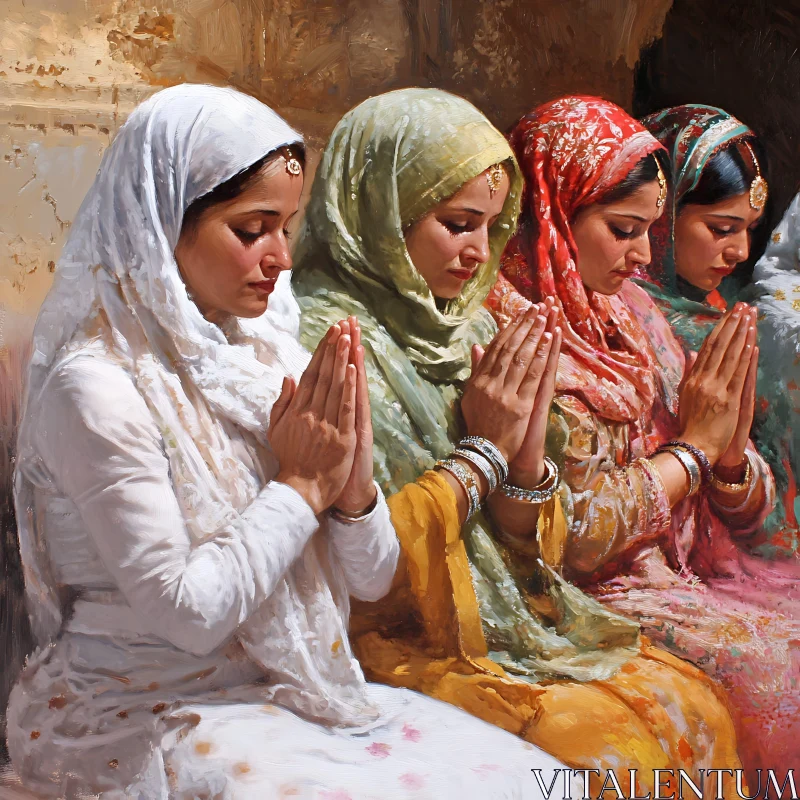 Serene Women Praying AI Image