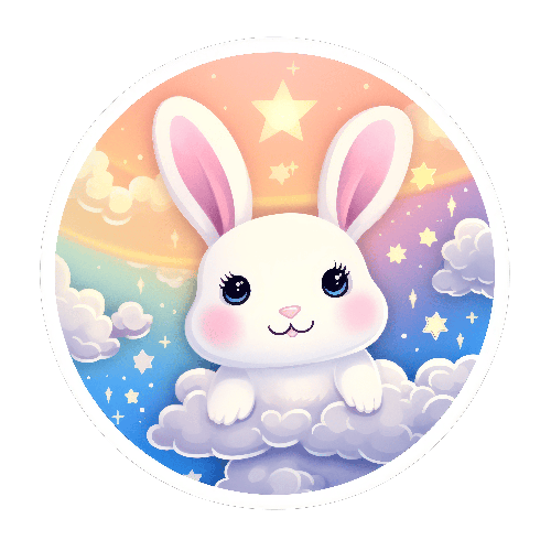 Cartoon Rabbit on Cloud - Joyful Illustration POD Design