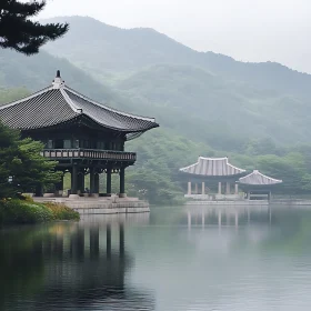 Tranquil Korean Architecture by the Lake