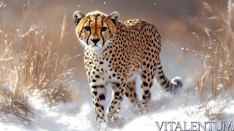 AI ART Wild Cheetah in Winter Habitat