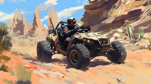 Off-Road Vehicle in Desert Landscape