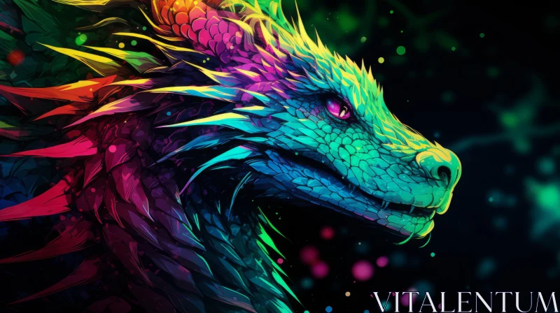 AI ART Colorful Dragon Artwork: An Ominous Psychedelic Illustration