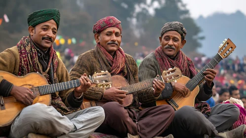 Three Musicians with Guitars