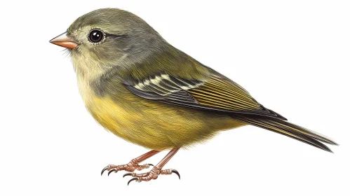 Olive and Yellow Plumage Bird Art
