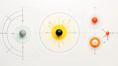 Delicate Depiction of Atoms on White and Orange Background | Interactive Installations