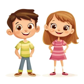 Cartoon Boy and Girl Illustration