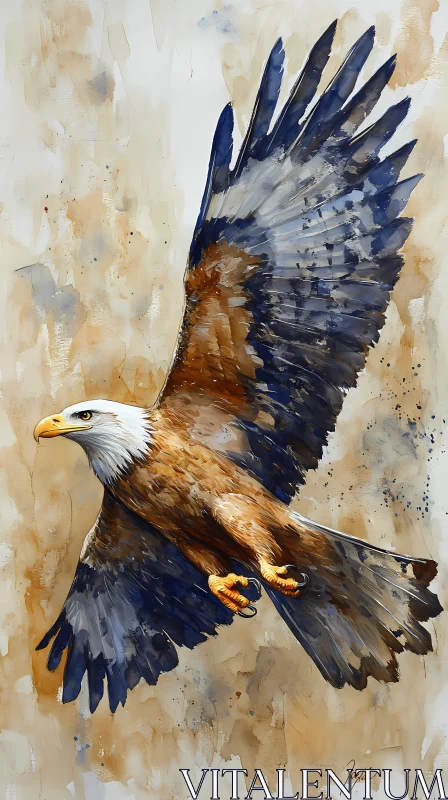 Soaring Eagle Watercolor Art AI Image