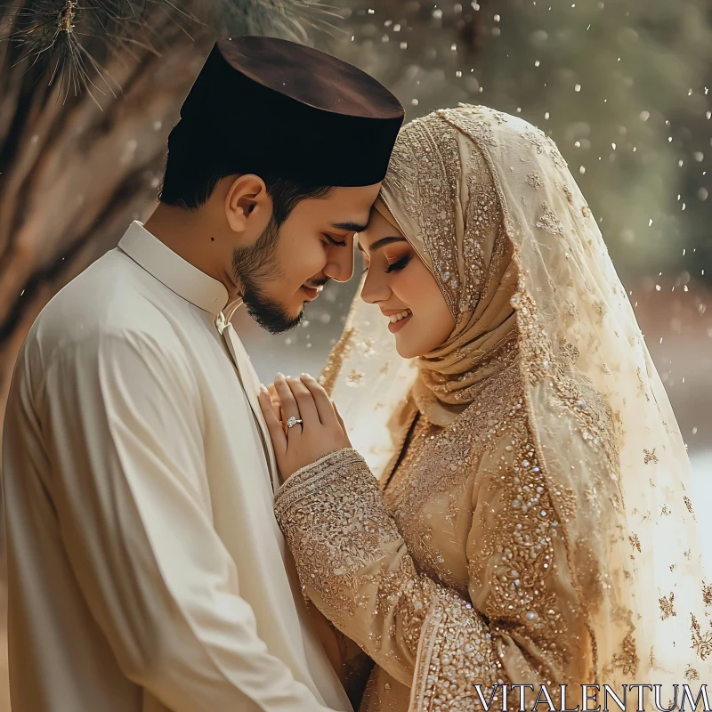 Serene Muslim Wedding Portrait AI Image