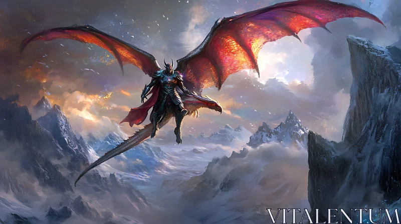 AI ART Fantasy Warrior on Dragon Flight