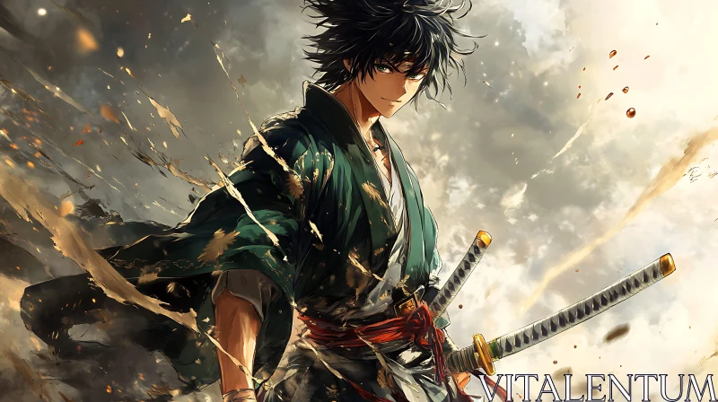 Swordsman Anime Character Digital Illustration AI Image