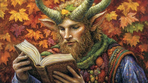 Horned Reader in the Woods