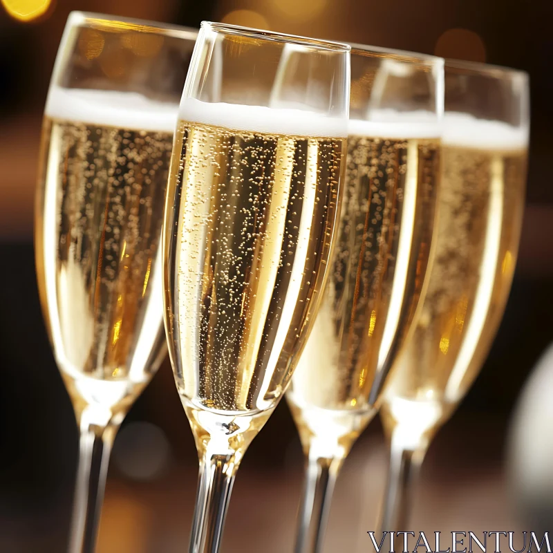 Elegant Champagne Glasses for Festive Occasion AI Image