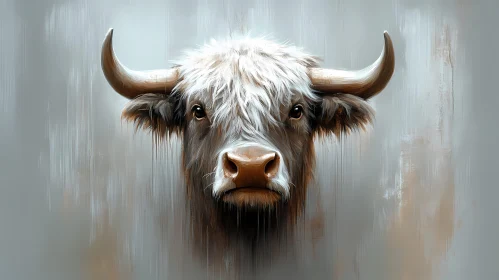 Bull Painting in Neutral Tones