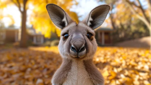 Kangaroo in Golden Fall Foliage