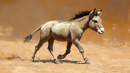 Donkey Running Across Sandy Terrain