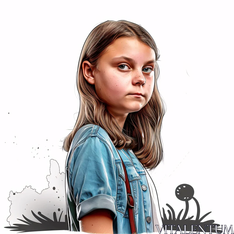 AI ART Illustrative Artwork of Greta Thunberg in Denim