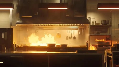 Industrial Kitchen on Fire